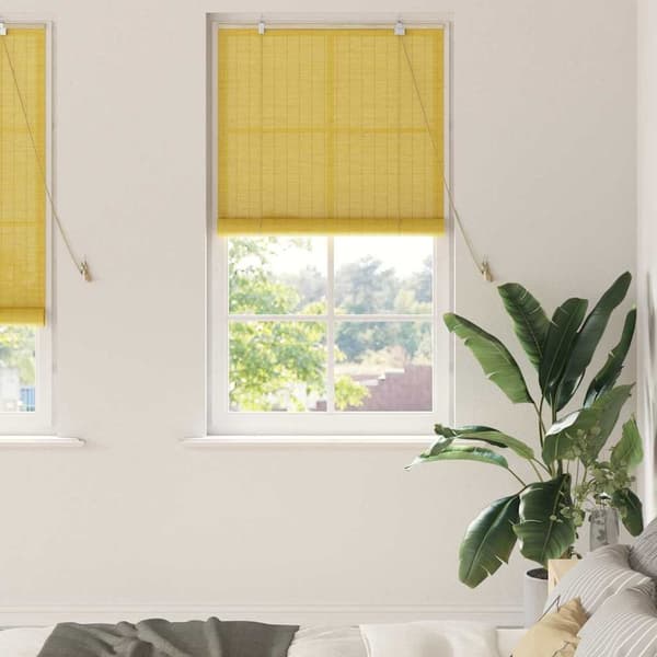 vidaXL Rullgardin med gardiner Gul 90 x 220 cm Bambu