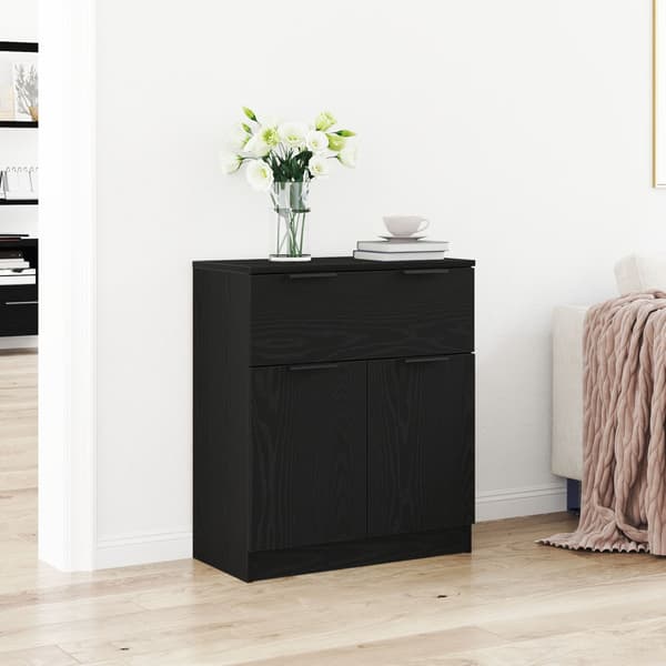 vidaXL Sideboard Svart Ek Konstruerat Trä Medium Förvaring