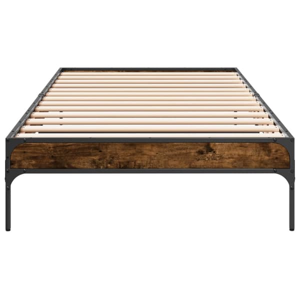 vidaXL Sengeramme røkt eik 90x190 cm konstruert tre og metall