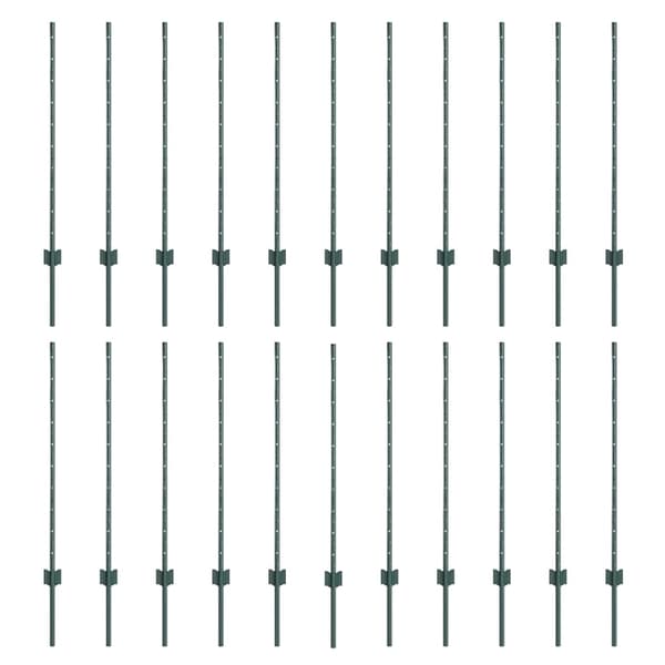 vidaXL Stängselstolpe 22 pcs Grön 140 cm Stål