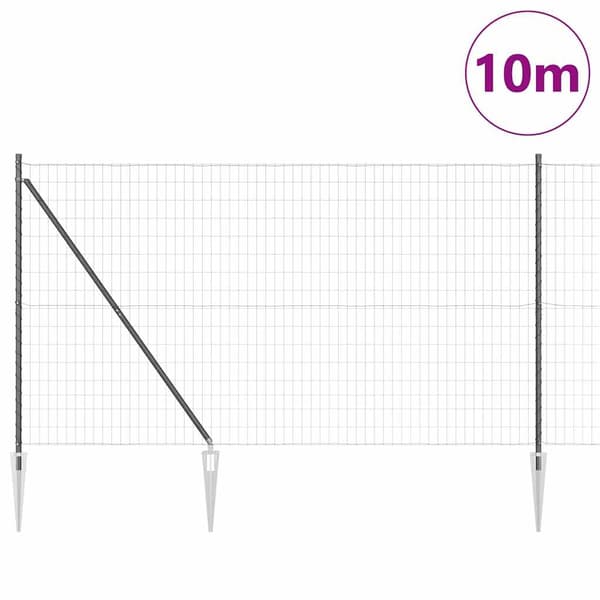 vidaXL Gjerde med stolpe Grå 1,6 x 10 m Stål og PVC
