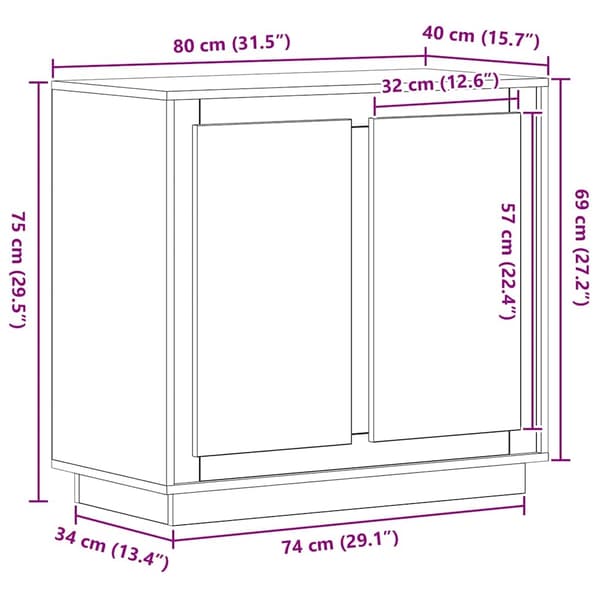 vidaXL Sideboard Artisan Ek 80 x 40 x 75 cm Konstruerat trä
