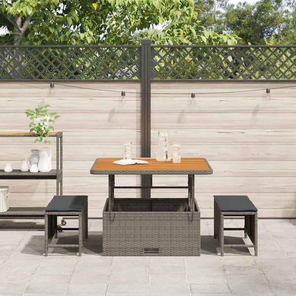 vidaXL Trädgårdsmöbelset Grå konstrotting
