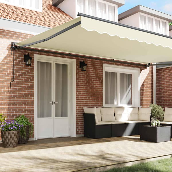 vidaXL Infällbar Markis Gräddvit 500x300 cm tyg