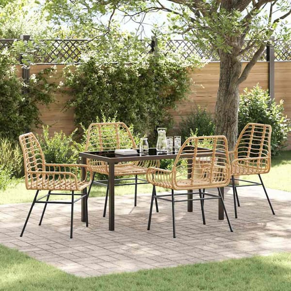 vidaXL Hage Spisegruppe 5 pcs Brun polyrotting