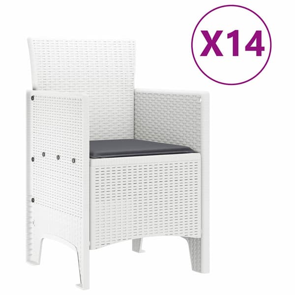 vidaXL Trädgårdsmöbelset 15 pcs Vit Polt rotting