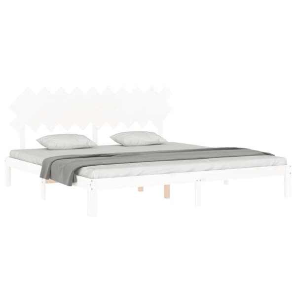 vidaXL Sengeramme med hodegavl hvit 200x200 cm heltre
