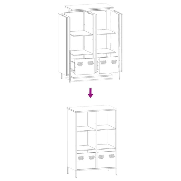 vidaXL Highboard rosa 68x39x103,5 cm stål