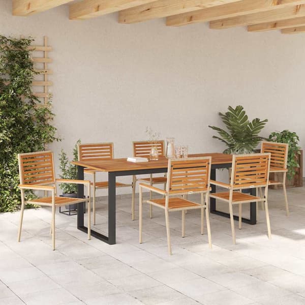 vidaXL Hage Spisegruppe 7 pcs Beige Solid akasietre