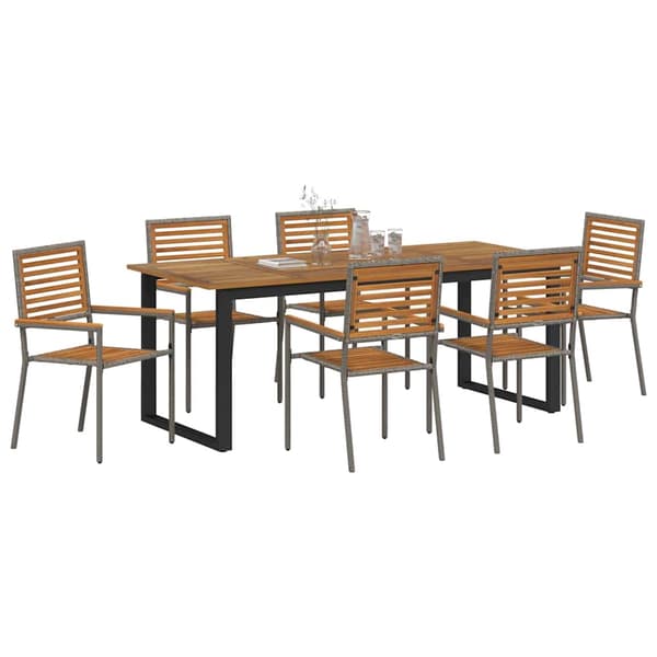vidaXL Hage Spisegruppe 7 pcs Grå Solid akasietre