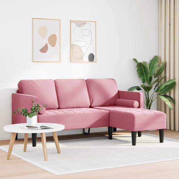 vidaXL Soffset med kudde Rosa Polyester