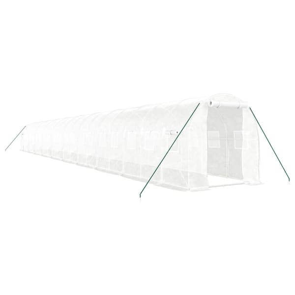 vidaXL Växthus med stålram vit 40 m² 20x2x2 m