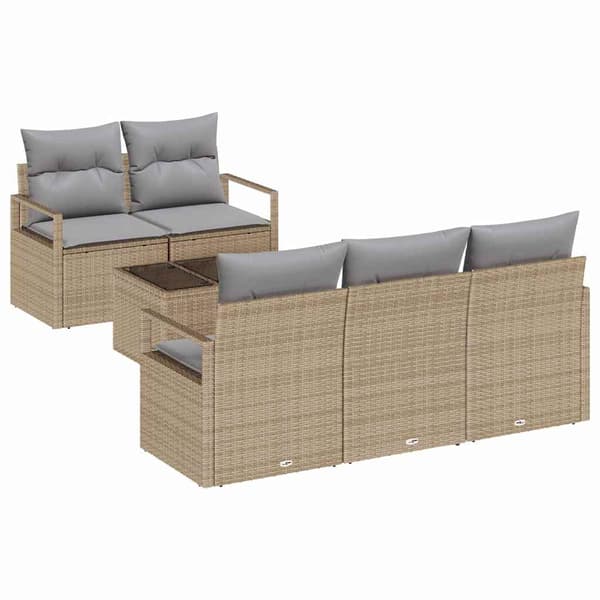vidaXL Soffset 6 pcs Beige och Grå konstrotting