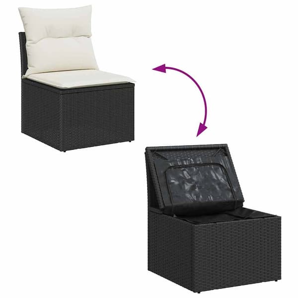 vidaXL Trädgårdsoffset med kudde med lagring 4 pcs Poly rattan