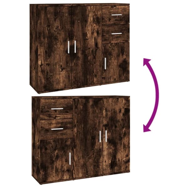 vidaXL Skjenk røkt eik 91x29,5x75 cm konstruert tre