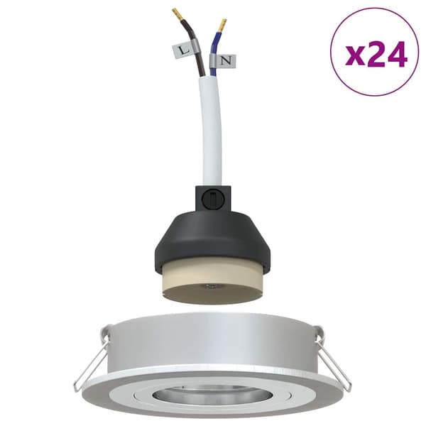 vidaXL Spotlight 24 pcs sølv 9 x 9 x 2 cm Aluminium