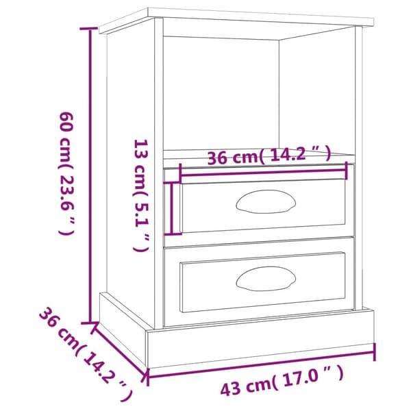 vidaXL Nattbord sonoma eik 43x36x60 cm