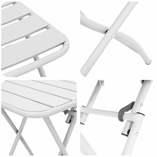 vidaXL Bistrosett 3 pcs Hvit Stål