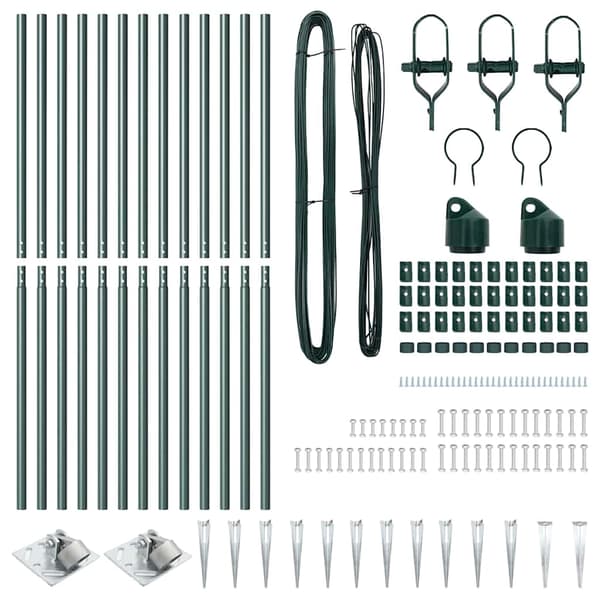 vidaXL Gjerdepåle 13 pcs grønn Stål