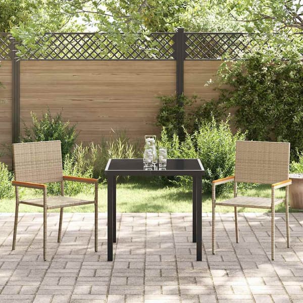 vidaXL Hage Spisegruppe med pute 3 pcs Beige polyrotting