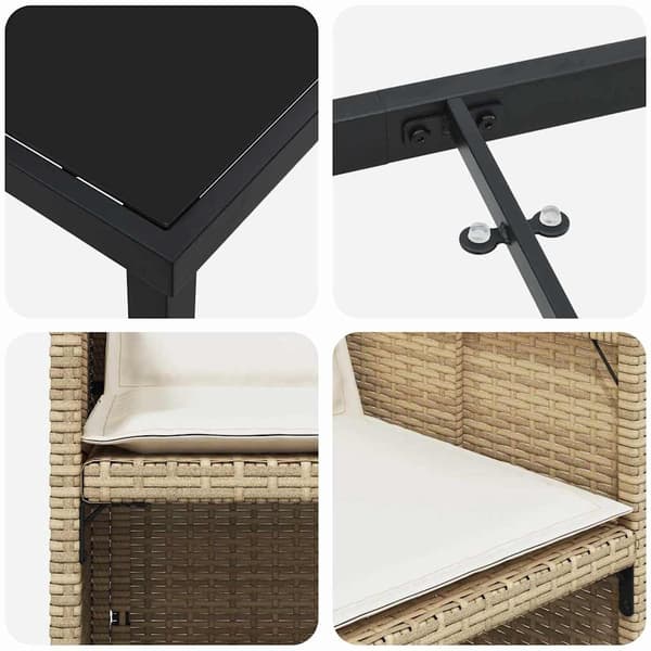 vidaXL Trädgårdsmöbelset med kudde 9 pcs Beige konstrotting