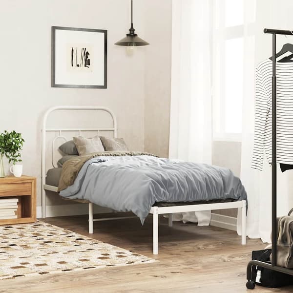vidaXL Utskiftbar sengegavl i metall hvit 75 cm