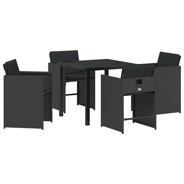 vidaXL Hage Spisegruppe 5 pcs Svart polyrotting