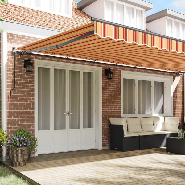 vidaXL Utfällbar markis Gul och Orange 600 × 350 cm Polyester och Stål
