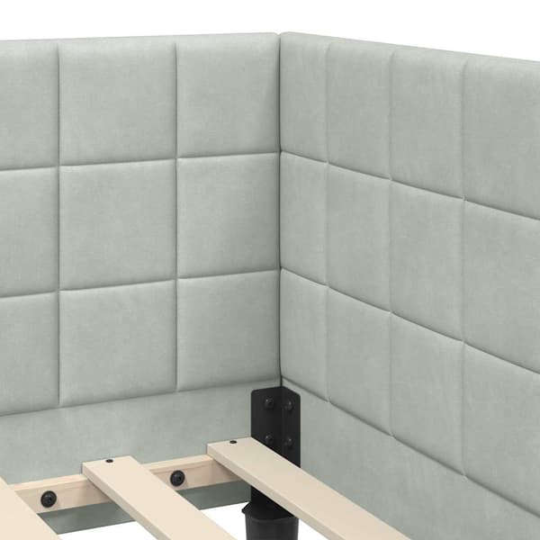 vidaXL Hörnssängram Ljusgrå 80 x 200 cm Sammet