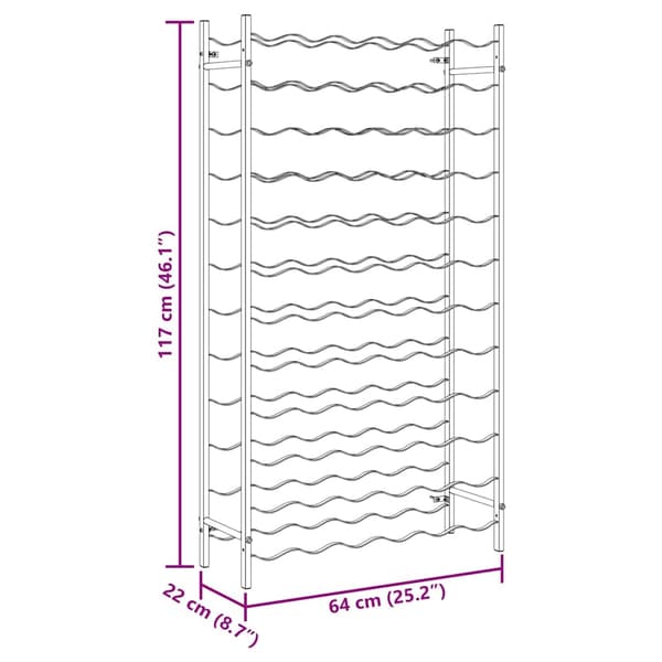 vidaXL Vinstativ for 72 flasker metall hvit
