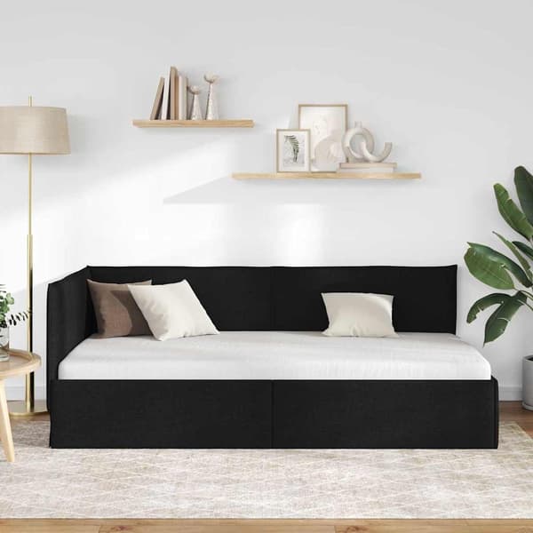 vidaXL Hörnssängram Svart 100 x 200 cm tyg