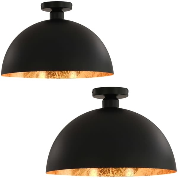 vidaXL Taklamper 2 stk svart og gull halvkuleformet E27