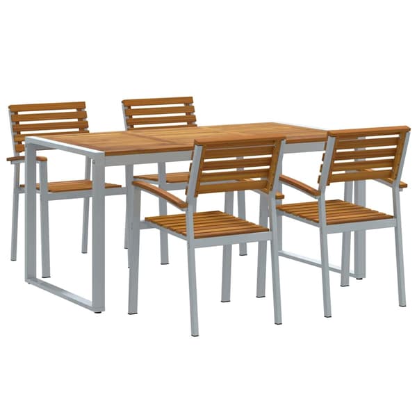 vidaXL Hage Spisegruppe 5 pcs Grå Solid akasietre