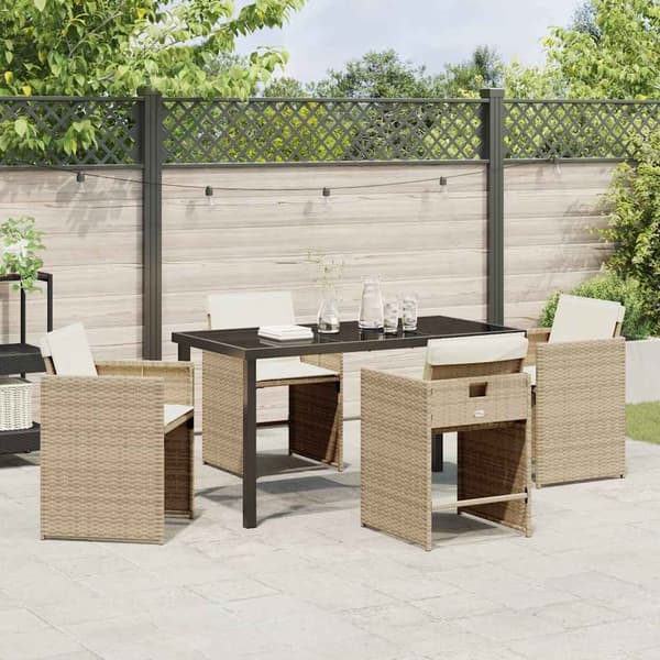 vidaXL Hage Spisegruppe 5 pcs Beige polyrotting