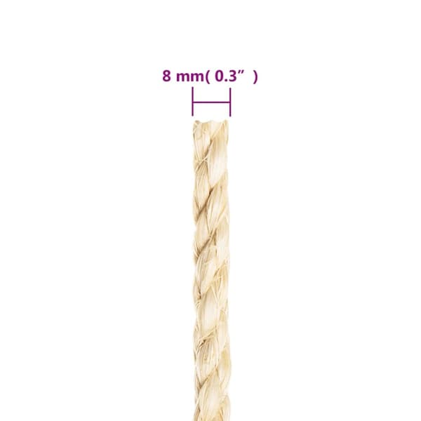 vidaXL Rep 100% sisal 8 mm 25 m