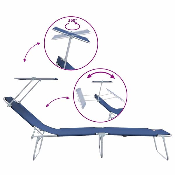 vidaXL Solstol 2 pcs Blå 58 x 188 x 77cm Polyester