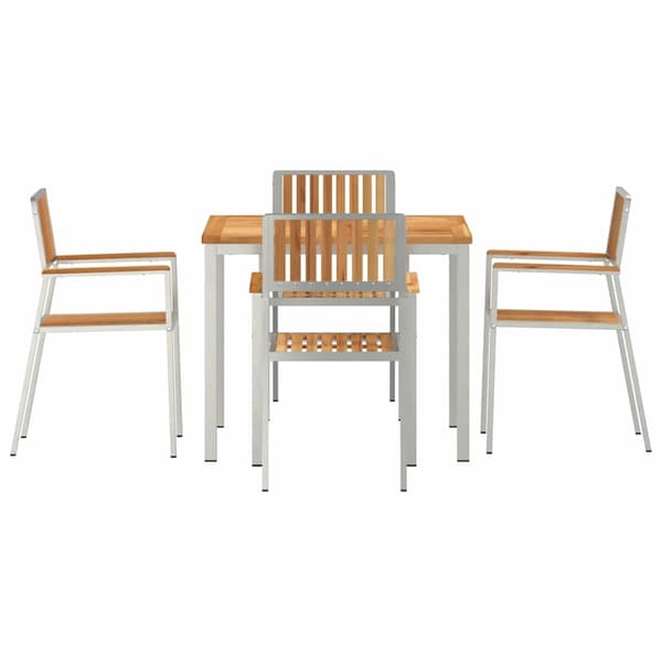vidaXL Utomhusmatbord 5 pcs Brun Massivt teakträ