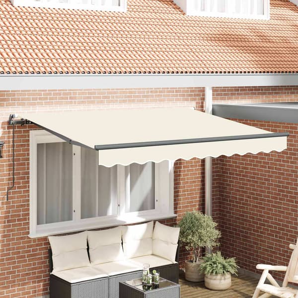 vidaXL Utfällbar markis Kräm 250 x 200 cm tyg