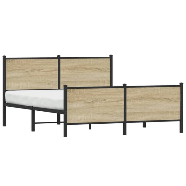 vidaXL Sängram utan madrass metall sonoma-ek 150x200 cm