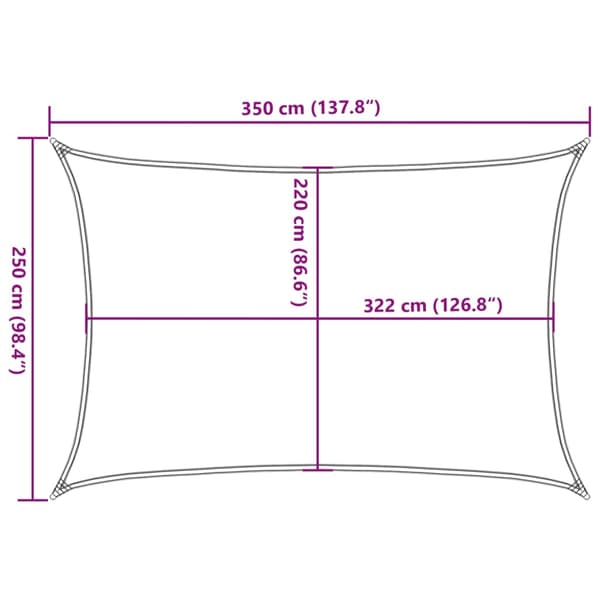 vidaXL Solseil sand 3,5x2,5 m 100% polyester oxford