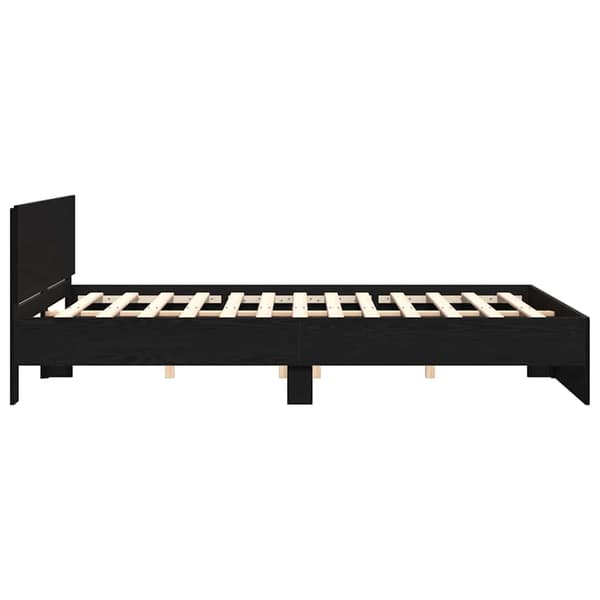 vidaXL Sengestel med hodegjerde Svart Eik 180 x 200 cm Konstruert tre