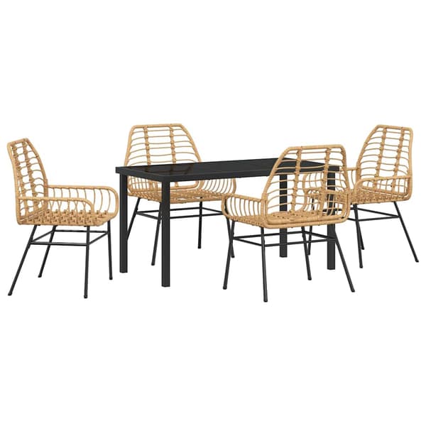 vidaXL Hage Spisegruppe 5 pcs Brun polyrotting