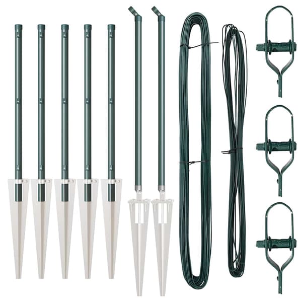 vidaXL Stängselstolpe 7 pcs Grön Stål