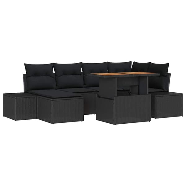 vidaXL Trädgårdsoffset med lagring 7 pcs Svart Poly rattan