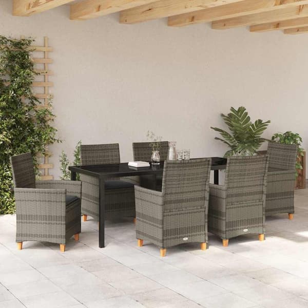 vidaXL Trädgårdsmöbelset 7 pcs Grå konstrotting