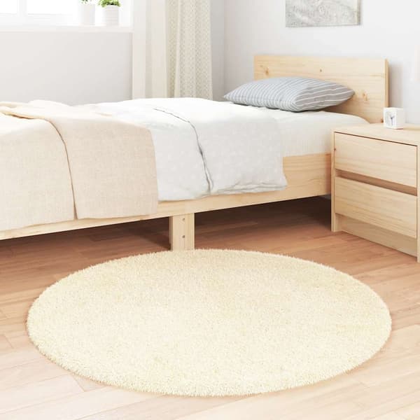 vidaXL Ryamatta med lång lugg NAVARRA gräddvit 100x100 cm polyester
