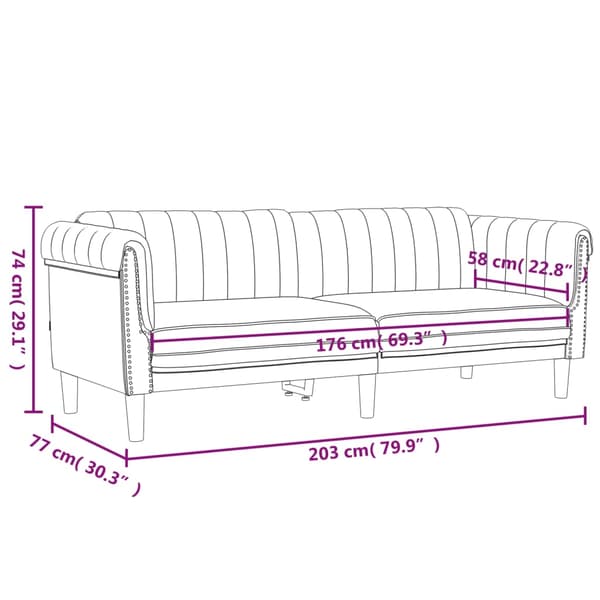 vidaXL Soffa 3-sits blå sammet