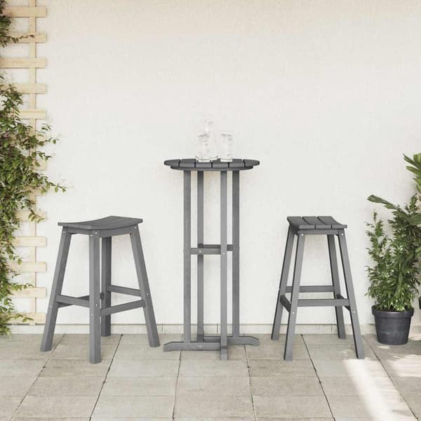 vidaXL Trädgårds Bar Set 3 pcs Ljusgrå HDPE
