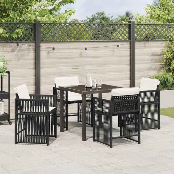 vidaXL Hage Spisegruppe 5 pcs Svart polyrotting