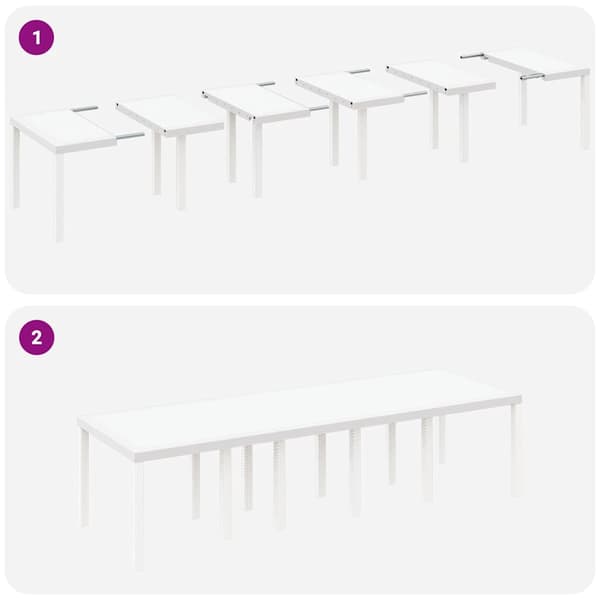 vidaXL Hage Spisegruppe 11 pcs Hvit og lys grå Rattan og polyester